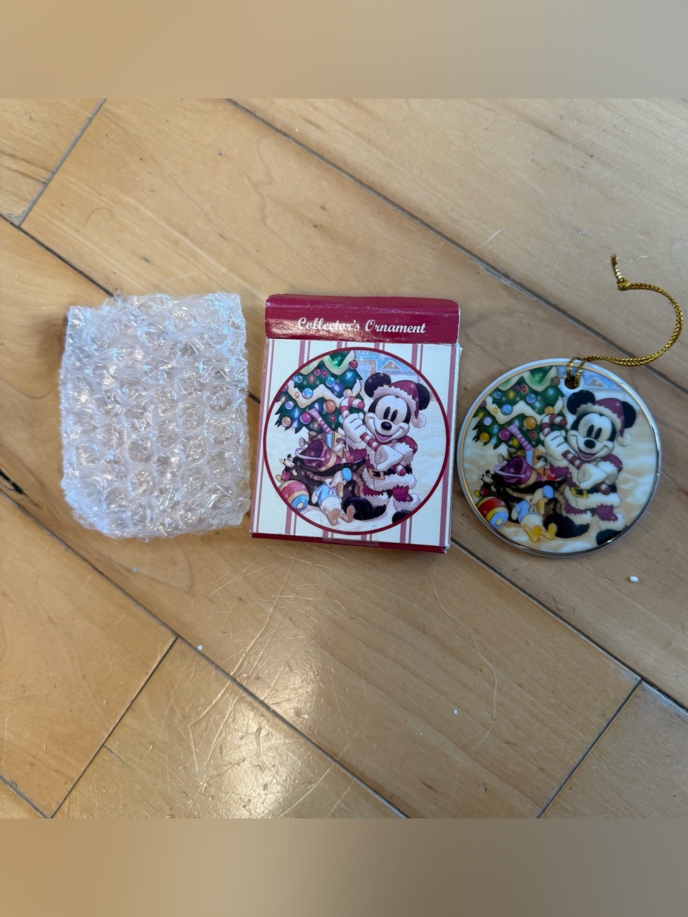 Disney Red, White and Green Mickey & Minnie Holiday Ceramic Ornament